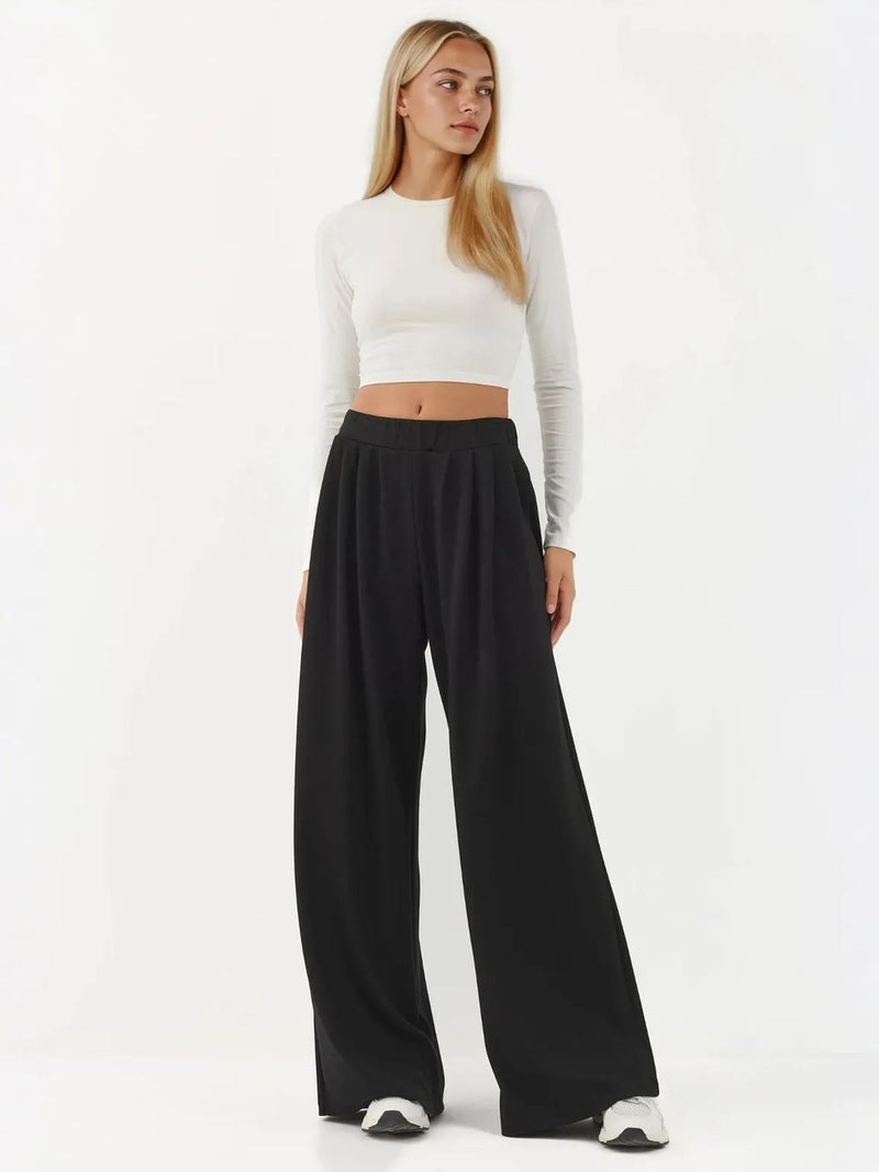 HICCUP Soft Touch Pleated Wide Leg Pants - Image 2